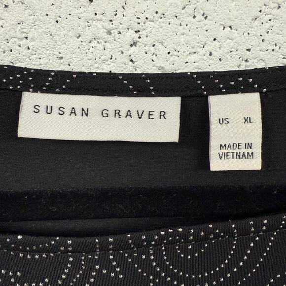 Susan Graver Tunic Womens XL Liquid Knit Metallic Stud Bell Sleeve Top Office - Picture 4 of 13